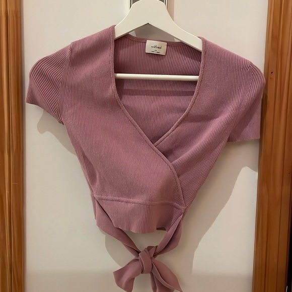 Aritzia Wilfred blouse tee with tie-waist - light purple, size XS - Picture 1 of 6